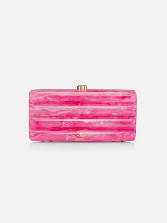 cult gaia Handbags - Cult Gaia Pink Marbled Acrylic Rectangular Clutch with Gold Accent